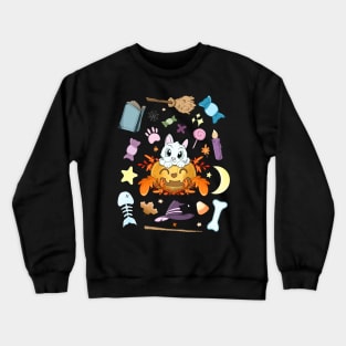 Halloween Cat in A Pumkin Crewneck Sweatshirt